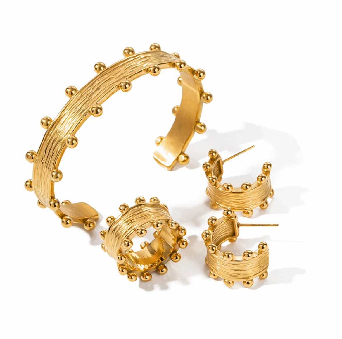 Set Porto Gold (aretes, anillo, brazalete)